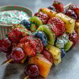 Rainbow Fruit Skewers Honey Dip