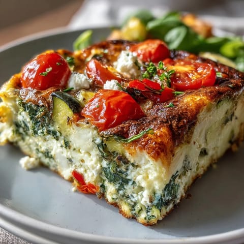 Savory sheet pan eggs filled with cottage cheese, vibrant veggies, and herbs.