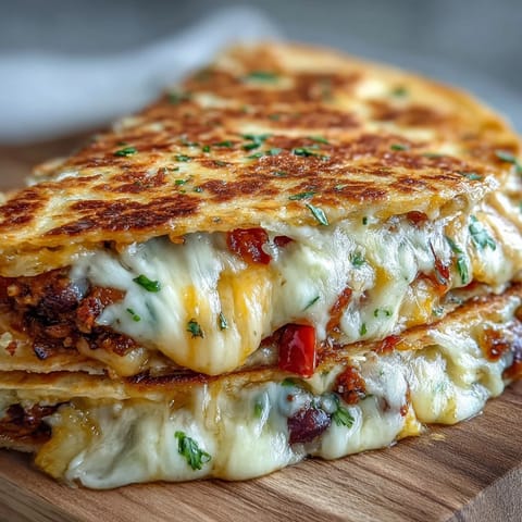 Sharp cheddar and Monterey Jack cheeses ooze from this Blooming Quesadilla Ring garnished with fresh cilantro.