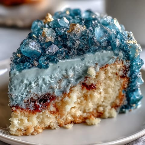 Teal Gold Geode Cake Slice