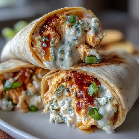Buffalo Chicken Cream Cheese Pinwheel Wraps with spicy shredded chicken and creamy cheese filling rolled in soft tortillas for an easy appetizer.