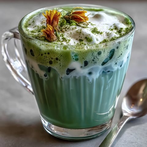 Iced matcha latte with vanilla cold foam served in tall glasses, layered green tea and milk topped with creamy vanilla foam.
