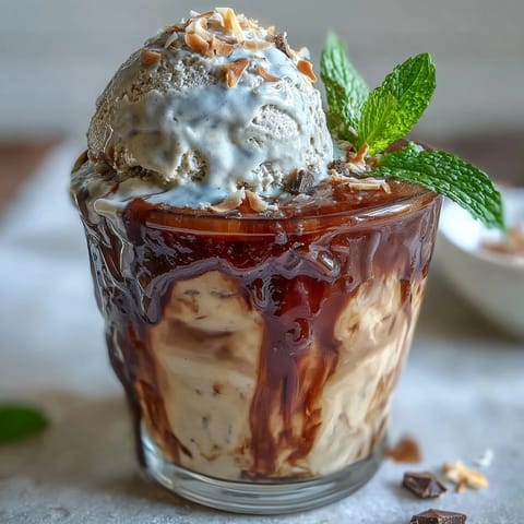 Coconut Cold Brew Float with Vanilla Bean Ice Cream, creamy coconut coffee poured over ice with rich vanilla scoops and toasted coconut topping.  
