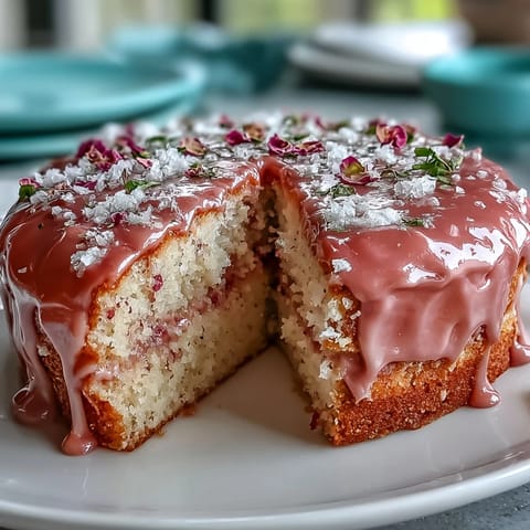 Elegant pink Bridal Shower Rosé Velvet Cake, adorned with glistening gold drip.
