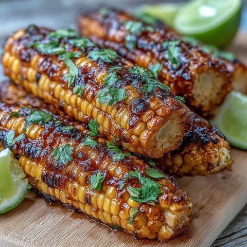 Grilled corn ribs with chili lime butter, charred and juicy, a perfect summer side.