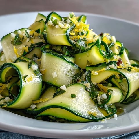 Vibrant Shaved Zucchini Ribbon Salad with Lemon and Parmesan, a light, elegant summer side.
