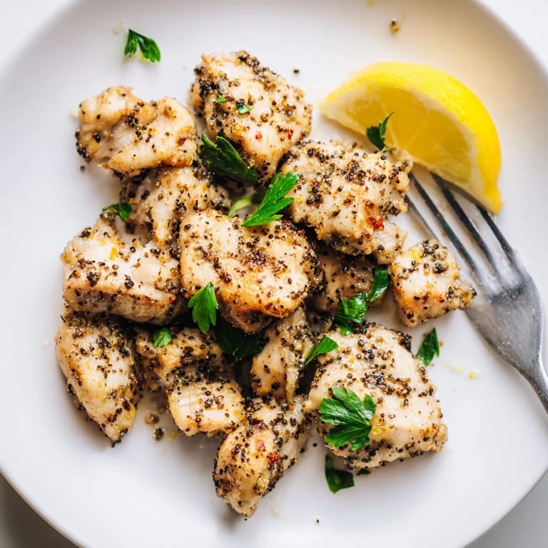 Savory Lemon Pepper Chicken resting on a bed of roasted vegetables, glistening with olive oil and ready for a delicious weeknight dinner.