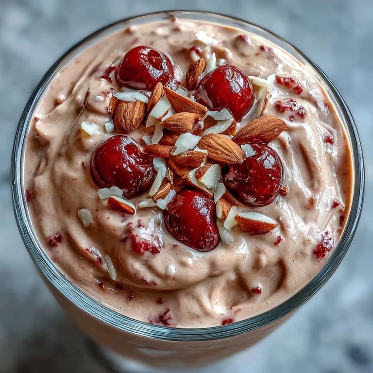 Best cherry almond smoothie, showcasing a rich, thick texture, ready to enjoy.
