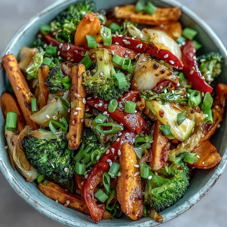 Hearty Comforting Fermented Veggie Winter Stir-Fry, a colorful healthy meal, served warm.