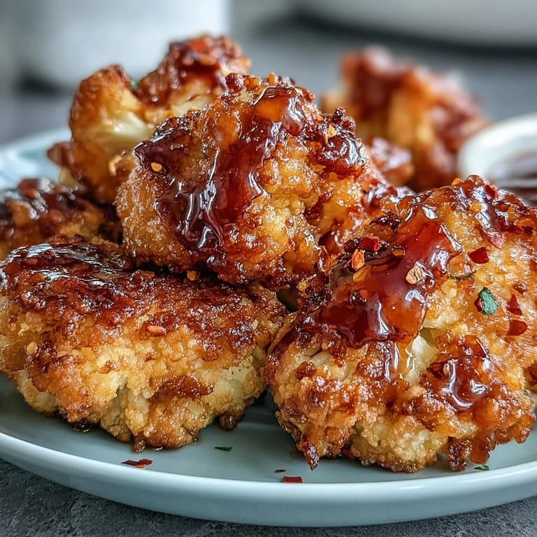 Spicy and sweet Crunchy Baked Hot Honey Cauliflower florets cooling on a wire rack after baking.