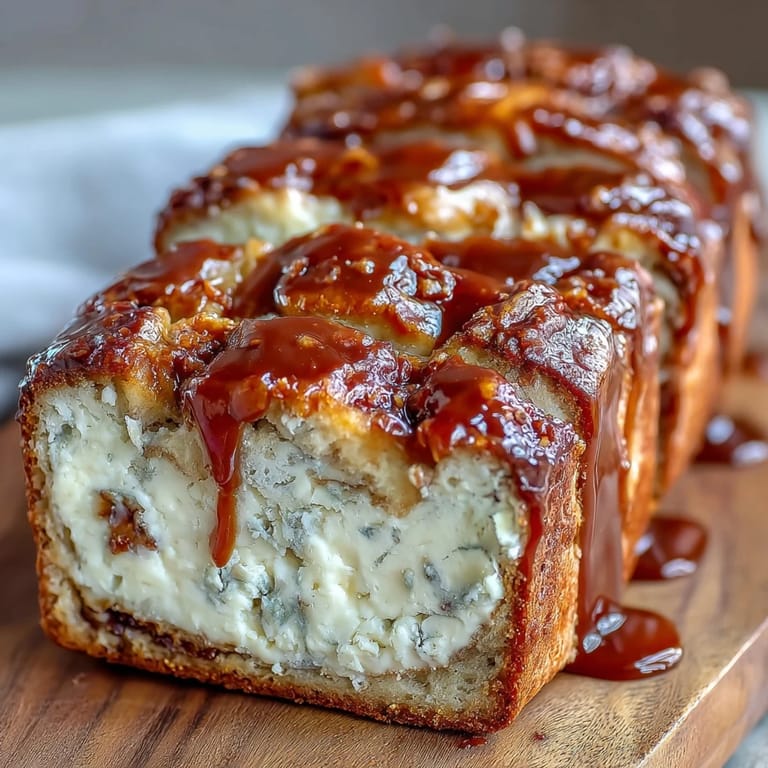Golden loaf of Caramel Cream Cheese Bread drizzled with caramel sauce, ready for breakfast or dessert.