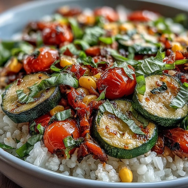 Summer Vegetable Bowl served warm, featuring colorful bell peppers and tender rice, perfect for a light and fresh summer dinner.