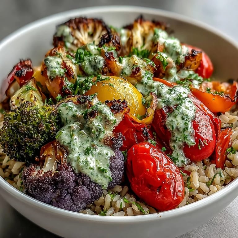 Enjoy a warm, aromatic bowl featuring tender caramelized veggies and a zesty lemon-herb drizzle, perfect for a healthy dinner.