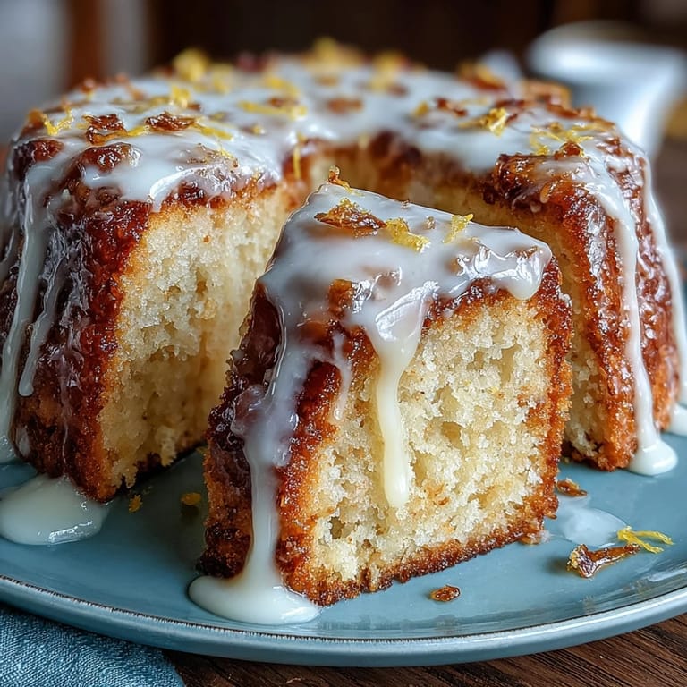 Zesty lemon drizzle loaf cake, moist and tender, topped with tangy lemon icing