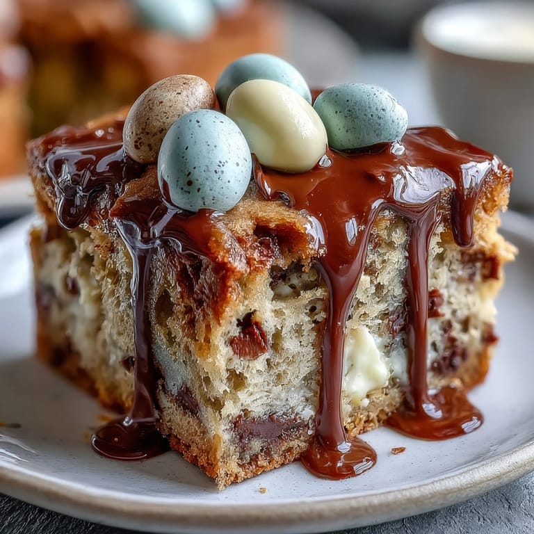 Decadent blondies loaded with Cadbury Mini Eggs, drizzled in smooth white chocolate for a sweet treat.