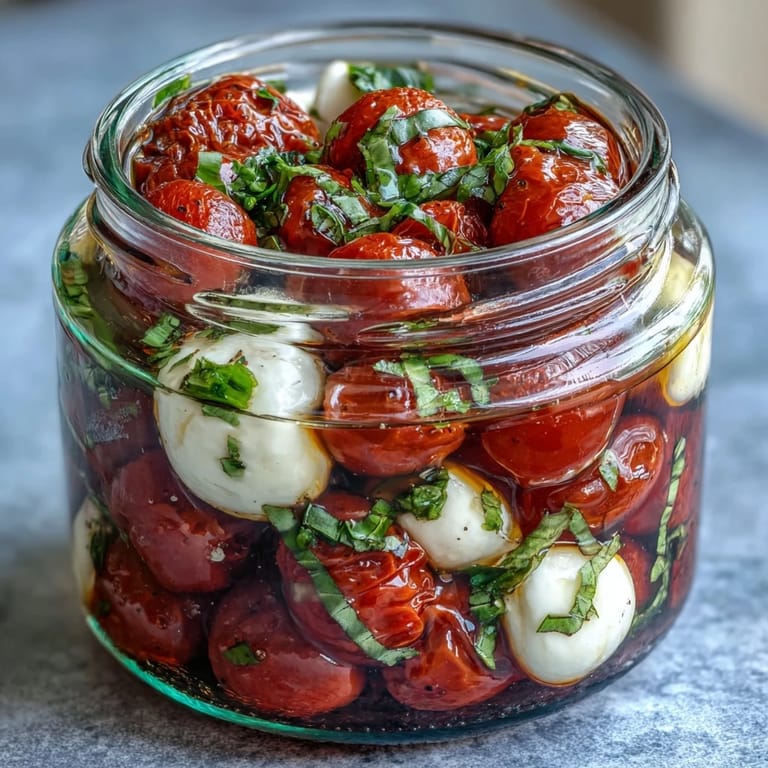 Easy Mason Jar Caprese Salad: portable Italian flavors in a convenient, picnic-ready jar.
