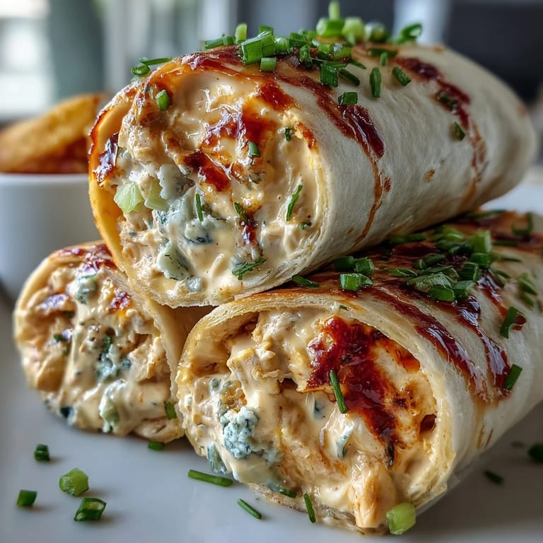 Zesty Buffalo Chicken Cream Cheese Pinwheel Wraps served chilled, featuring tender chicken, bold sauce, and crunchy celery wrapped in soft flour tortillas.
