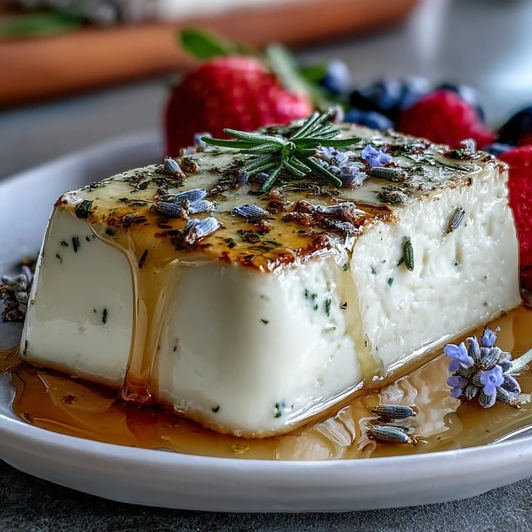 Delicate Italian Honey Lavender Panna Cotta, infused with fragrant lavender and topped with fresh berries for a spring dessert.