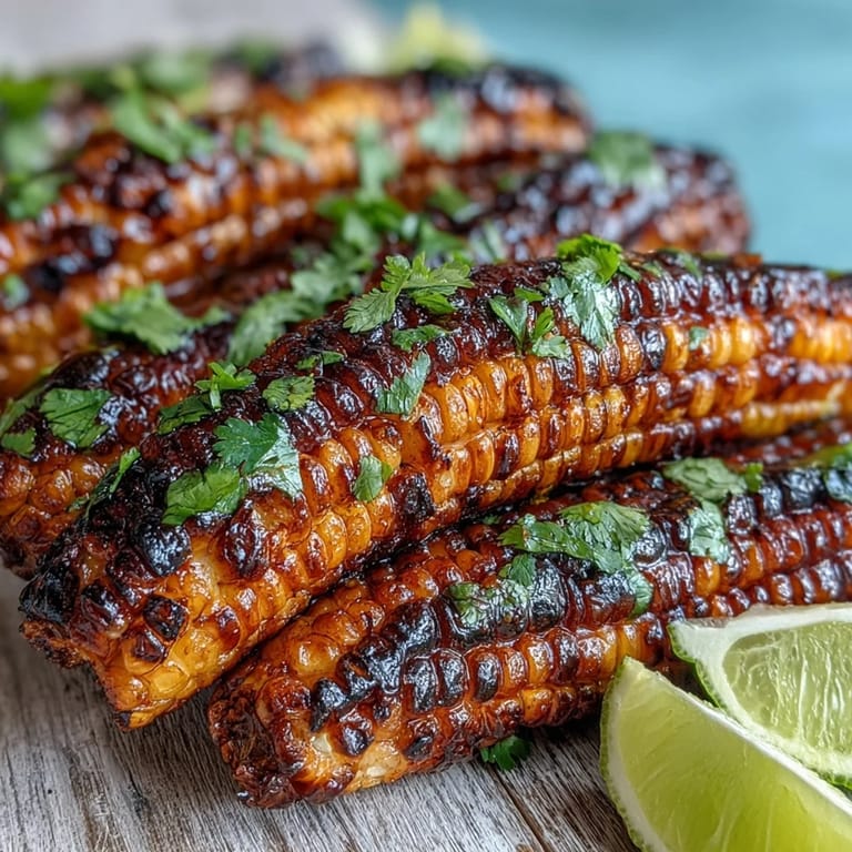 Tender grilled corn ribs featuring smoky chili lime butter, ready to be devoured.
