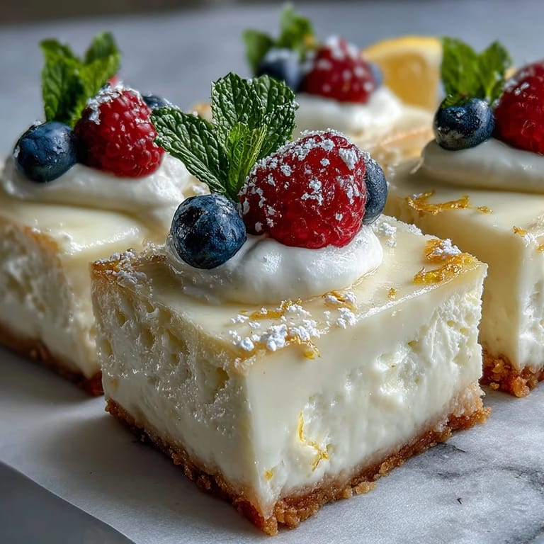 Luscious Skyr Lemon Cheesecake Bars ready to be chilled and enjoyed with family.