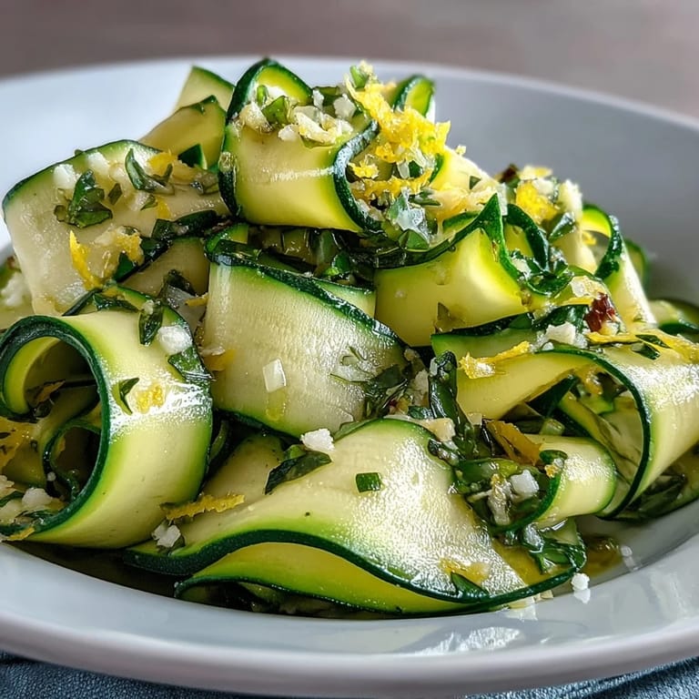 Vibrant Shaved Zucchini Ribbon Salad with Lemon and Parmesan, a light, elegant summer side.