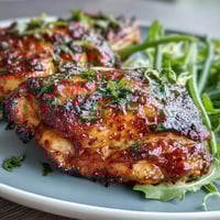 Juicy honey mustard chicken breasts glazed in tangy sauce with crisp green beans on the side. Bright, fresh flavors in an easy, wholesome meal.  